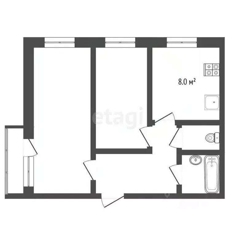 2-к кв. Коми, Усинск Молодежная ул., 11 (53.0 м) - Фото 0