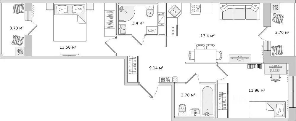 2-к кв. Санкт-Петербург ул. Плесецкая, 24 (66.75 м) - Фото 0