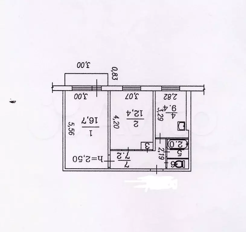 2-к. квартира, 49,3 м, 2/9 эт. - Фото 0