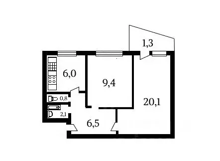 2-к кв. Белгородская область, Шебекино ул. Дзержинского, 9 (44.3 м) - Фото 1