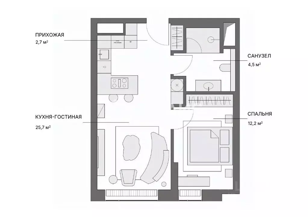 1-к кв. Москва Поклонная ул., 9 (50.6 м) - Фото 2