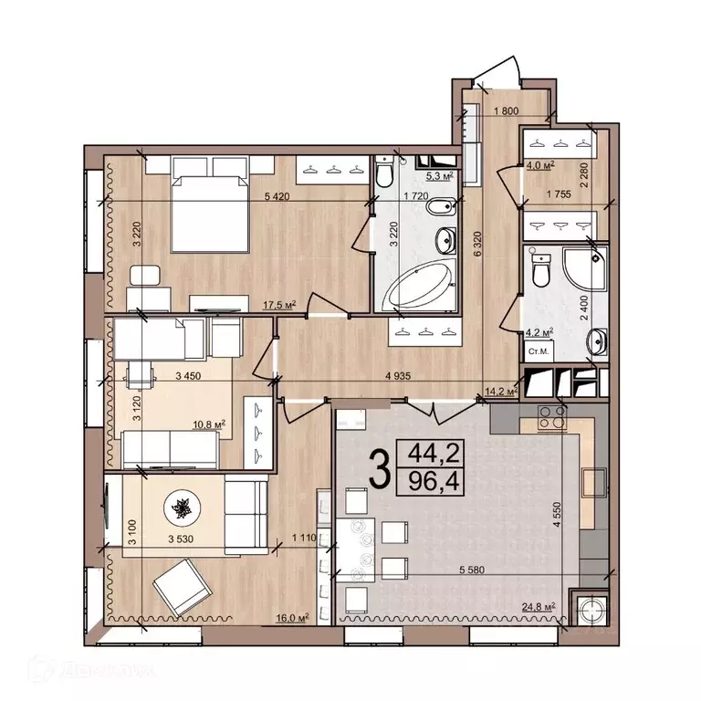 3-к кв. Рязанская область, Рязань Московский р-н, проезд 4-й ... - Фото 1