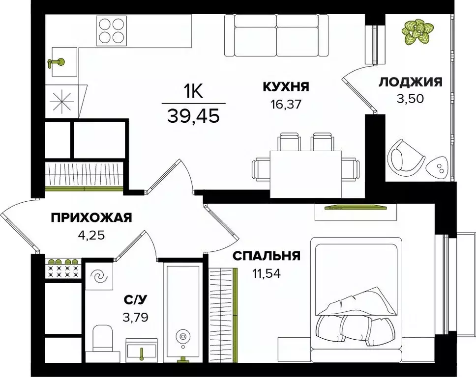 1-к кв. Тульская область, Тула  (39.45 м) - Фото 0