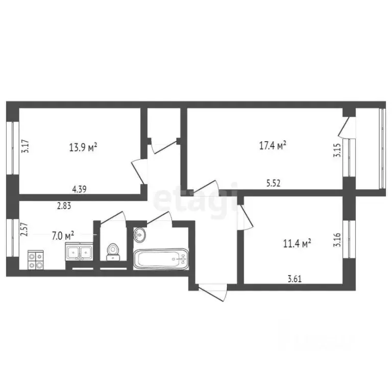 3-к кв. Ямало-Ненецкий АО, Муравленко ул. Муравленко, 23 (65.0 м) - Фото 2