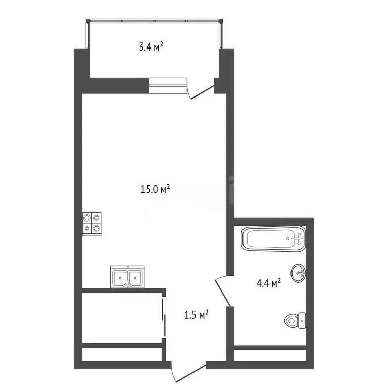 Квартира-студия: Тюмень, улица Газовиков, 38к1 (23.4 м) - Фото 0