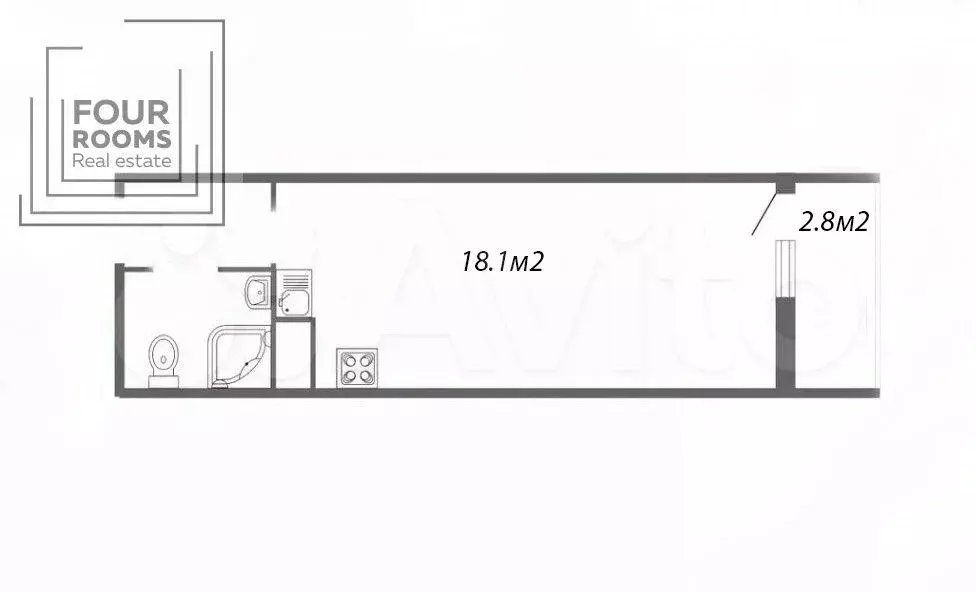 Квартира-студия, 23 м, 4/9 эт. - Фото 0