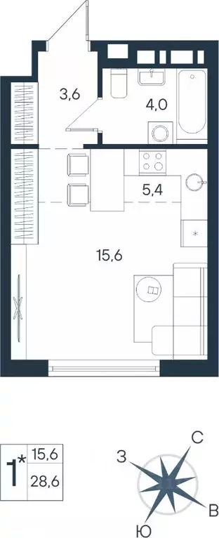 Студия Пермский край, Пермь ул. Космонавта Беляева, 17 (28.6 м) - Фото 0