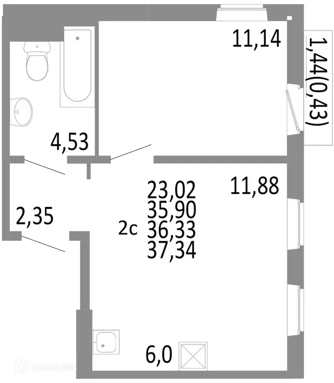 Продаётся 2-к квартира, 36.33 м - Фото 0