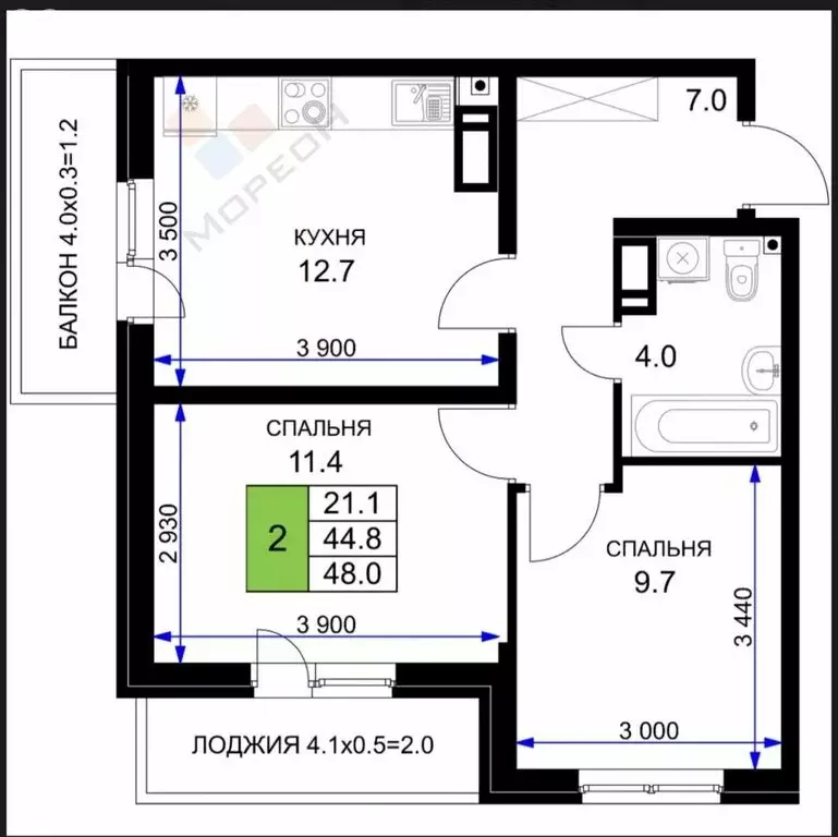 2-комнатная квартира: Краснодар, улица имени Героя Ростовского, 8к2 ... - Фото 1