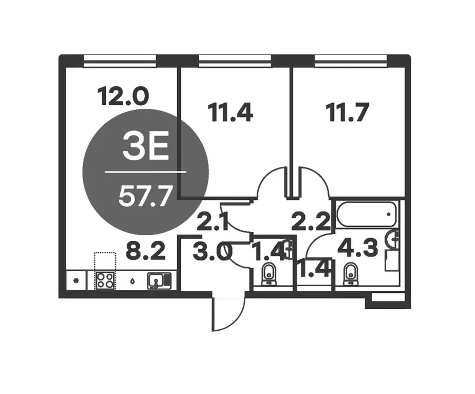 Продаётся 2-к квартира, 57.7 м - Фото 0