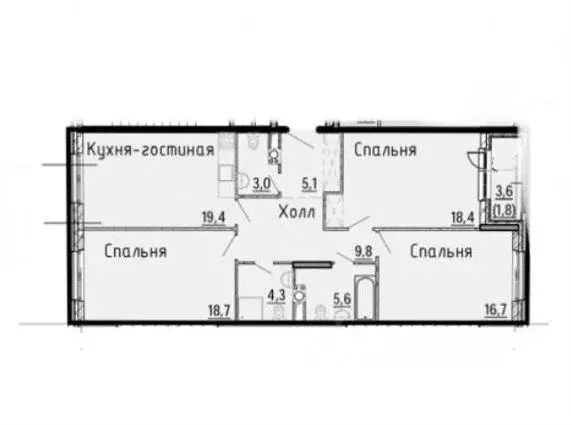 3-к кв. Москва Винницкая ул., 8к3 (102.8 м) - Фото 2