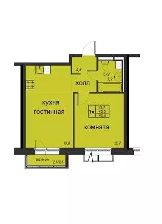 2-комнатная квартира: Екатеринбург, Полимерный переулок, 11 (42 м) - Фото 0