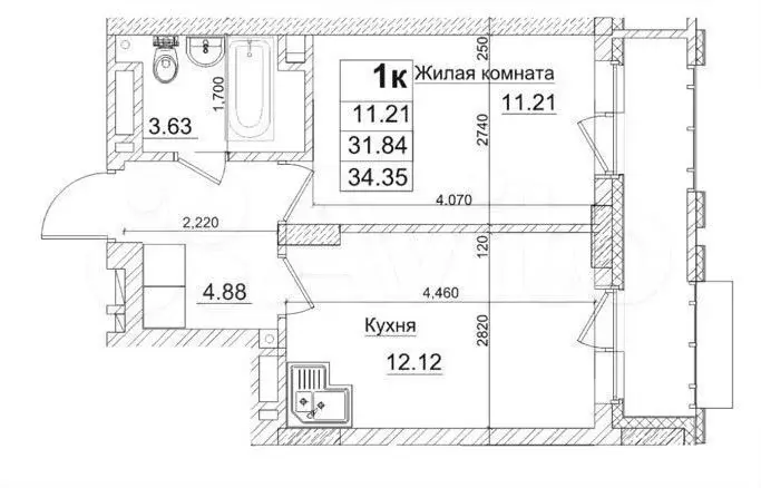 1-к. квартира, 35 м, 4/30 эт. - Фото 0