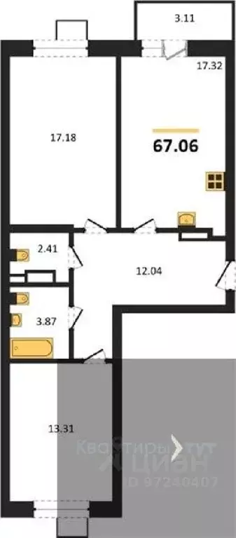 2-к кв. Воронежская область, Рамонский район, Яменское с/пос, пос. ... - Фото 1