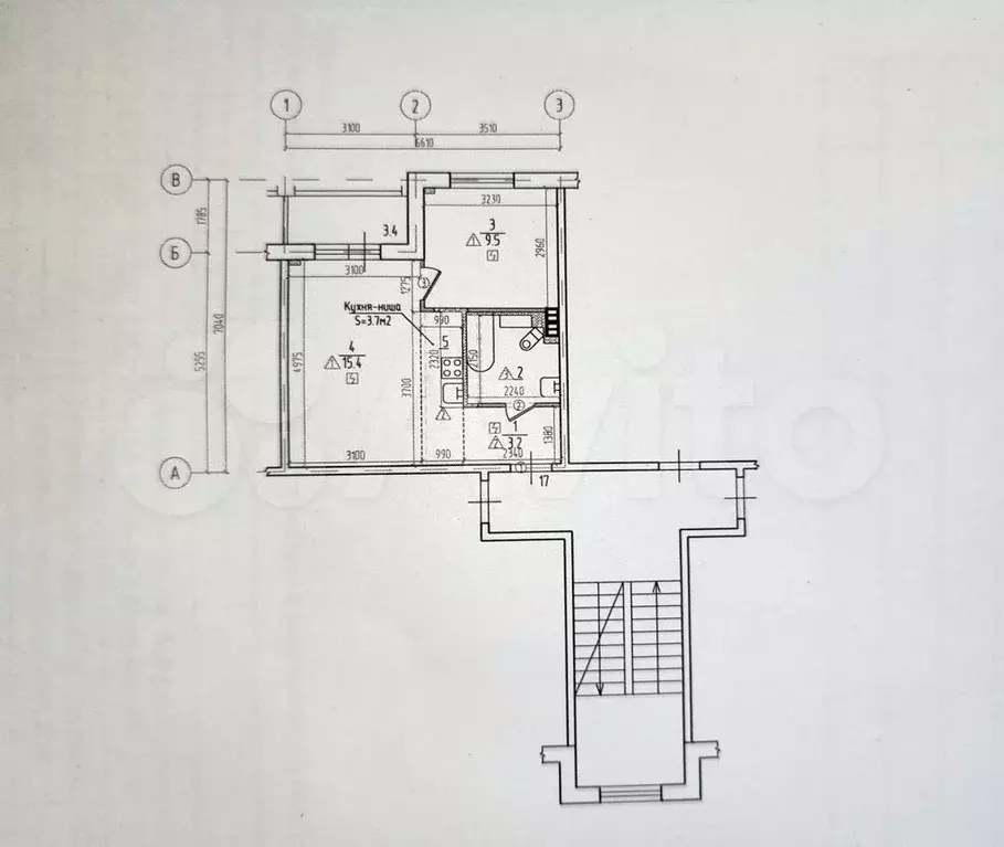 1-к. квартира, 36 м, 2/3 эт. - Фото 0