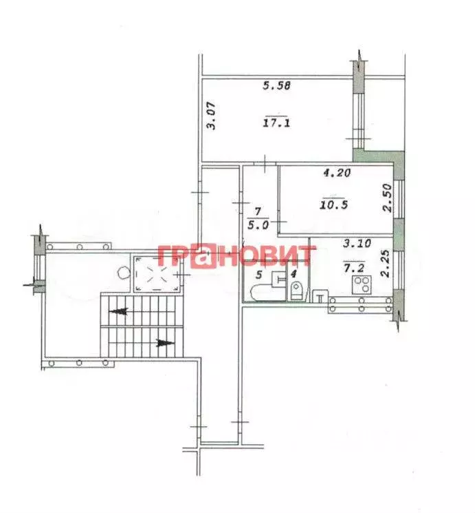 2-к. квартира, 43,7 м, 6/9 эт. - Фото 1