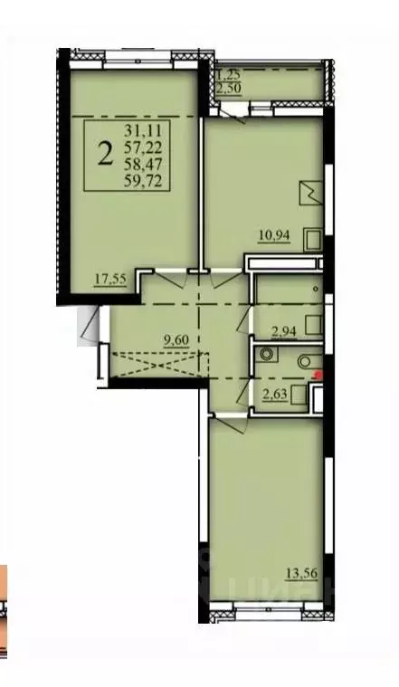 2-к кв. Башкортостан, Уфа Затон-Восточный жилрайон, Паруса жилой ... - Фото 1