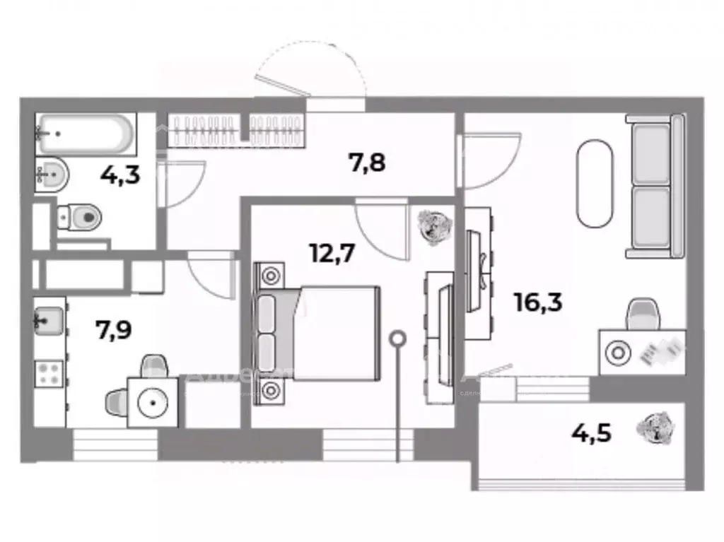 2-к кв. Москва Автозаводская ул., 23С120 (53.5 м) - Фото 1
