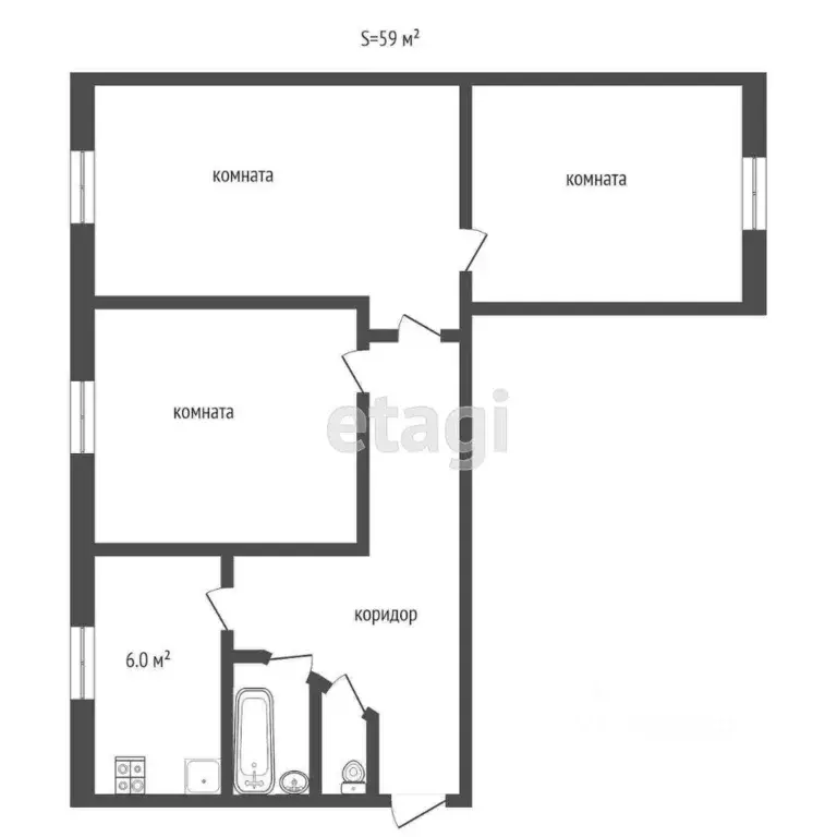 3-к кв. Ростовская область, Сальск ул. Ленина, 49 (60.0 м) - Фото 1