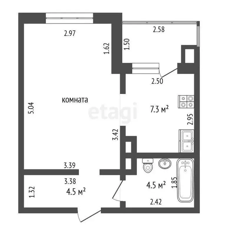 1-комнатная квартира: Абакан, улица Генерала Тихонова, 8 (32.5 м) - Фото 0