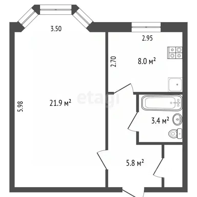 1-к кв. Ямало-Ненецкий АО, Надым Юбилейная ул., с3/21 (39.4 м) - Фото 1