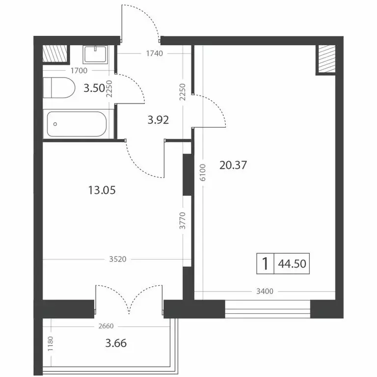 1-комнатная квартира: Тверь, микрорайон Южный (44.5 м) - Фото 2