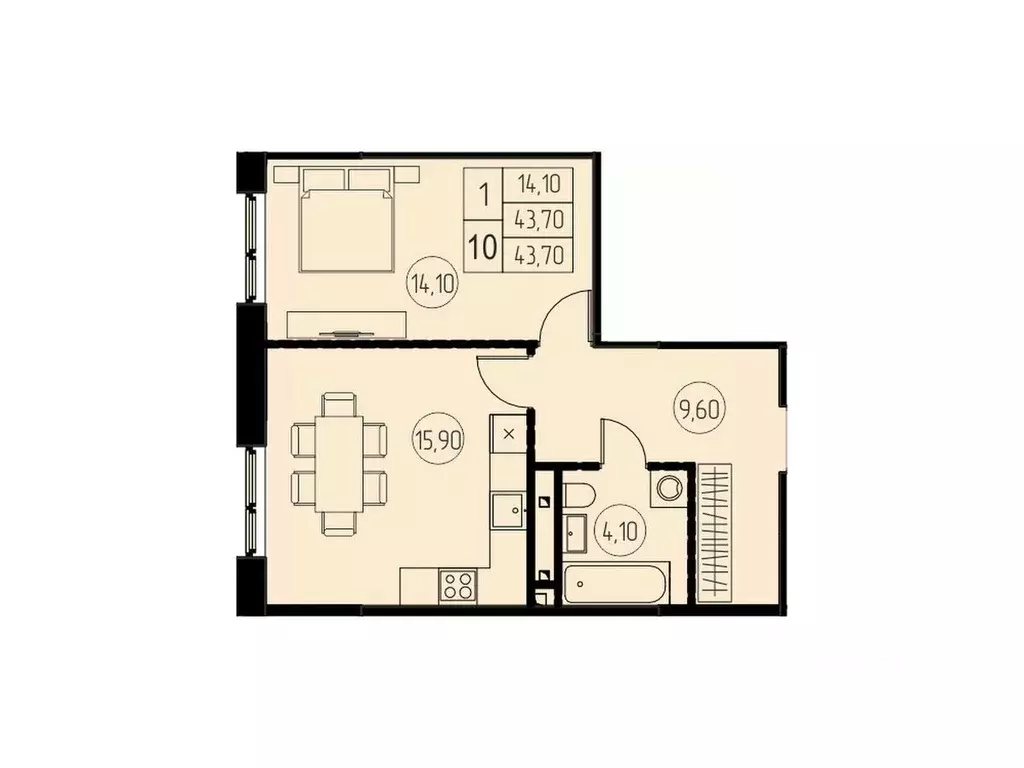 1-к кв. Московская область, Пушкино Писаревская ул. (43.7 м) - Фото 1