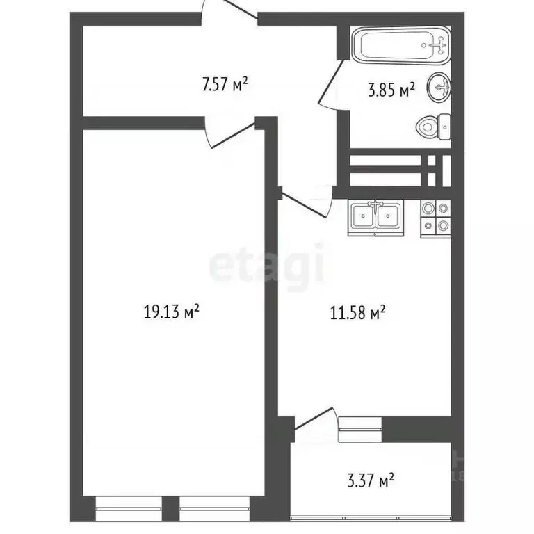 1-к кв. Ростовская область, Ростов-на-Дону Тибетская ул., 1Вс3 (45.6 ... - Фото 1