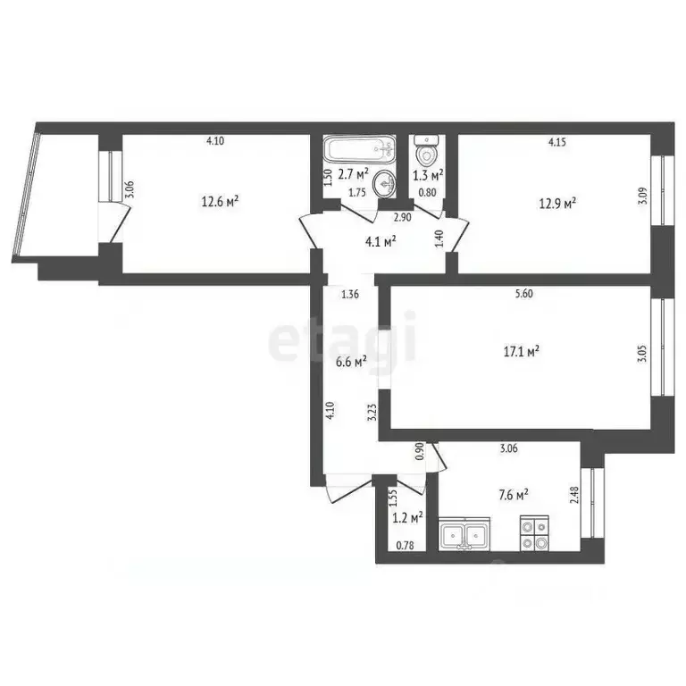3-к кв. Оренбургская область, Оренбург ул. Терешковой, 263 (66.1 м) - Фото 2