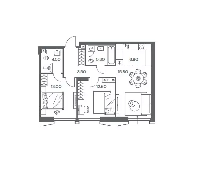 Продаётся 2-к квартира, 66.5 м - Фото 0