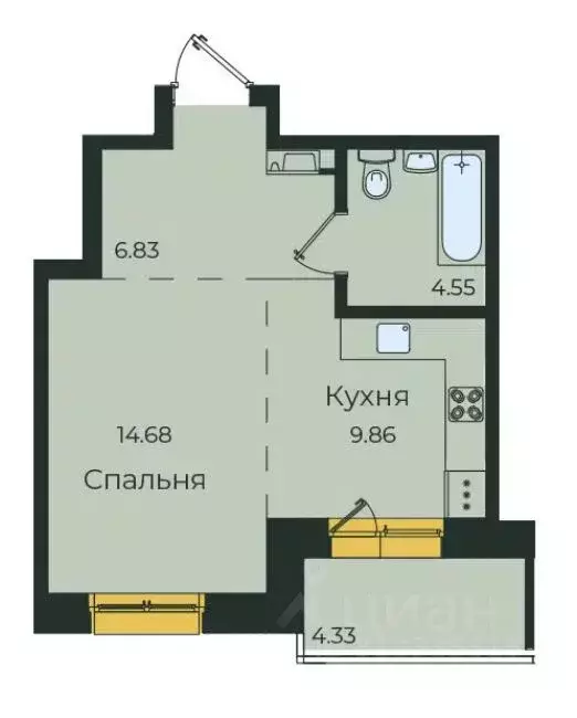 1-к кв. Иркутская область, Иркутск ул. Пискунова, 134 (40.3 м) - Фото 0