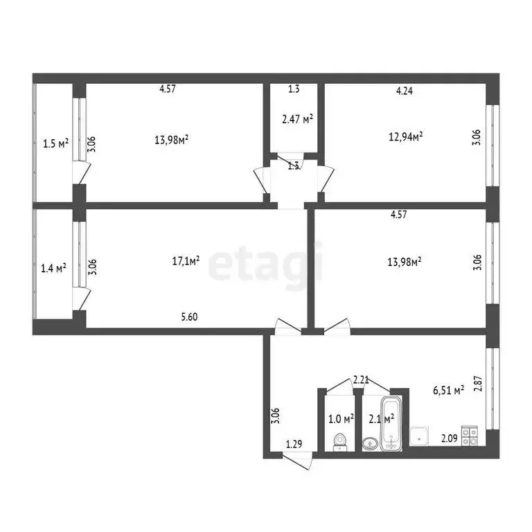 4-комнатная квартира: Саранск, улица Веселовского, 33 (78.1 м) - Фото 1