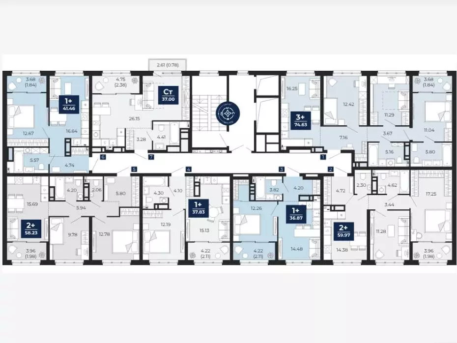 Студия Тюменская область, Тюмень Беринг жилой комплекс (37.0 м) - Фото 2