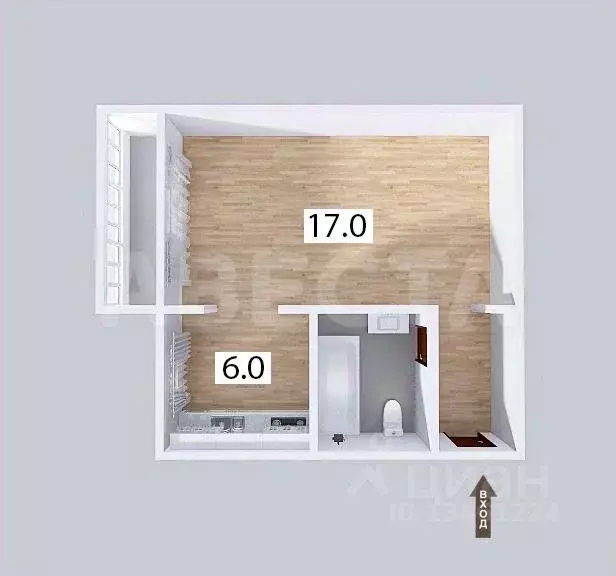 1-к кв. Омская область, Омск ул. Красный Путь, 12 (31.0 м) - Фото 1