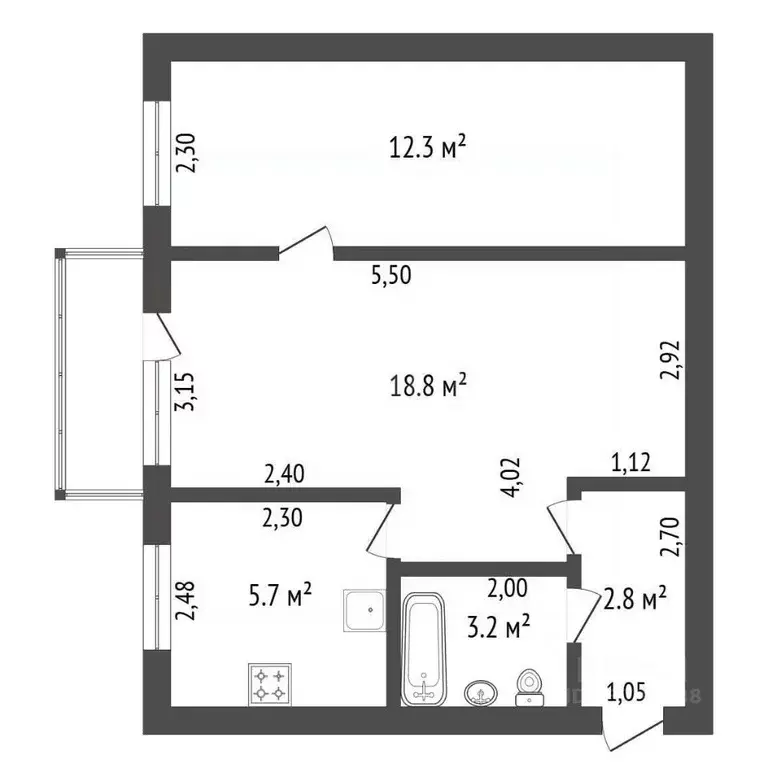2-к кв. Амурская область, Благовещенск городской округ, с. Белогорье ... - Фото 2