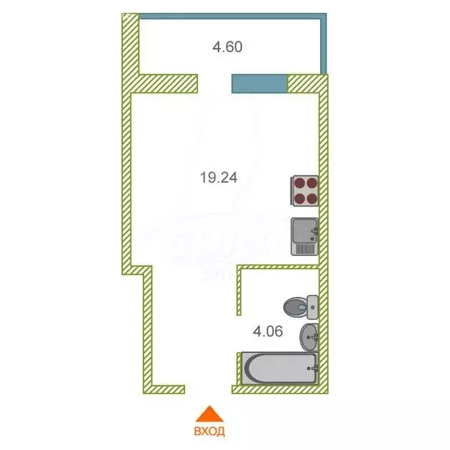 Квартира-студия: Тюмень, улица Вадима Бованенко, 1 (25 м) - Фото 2