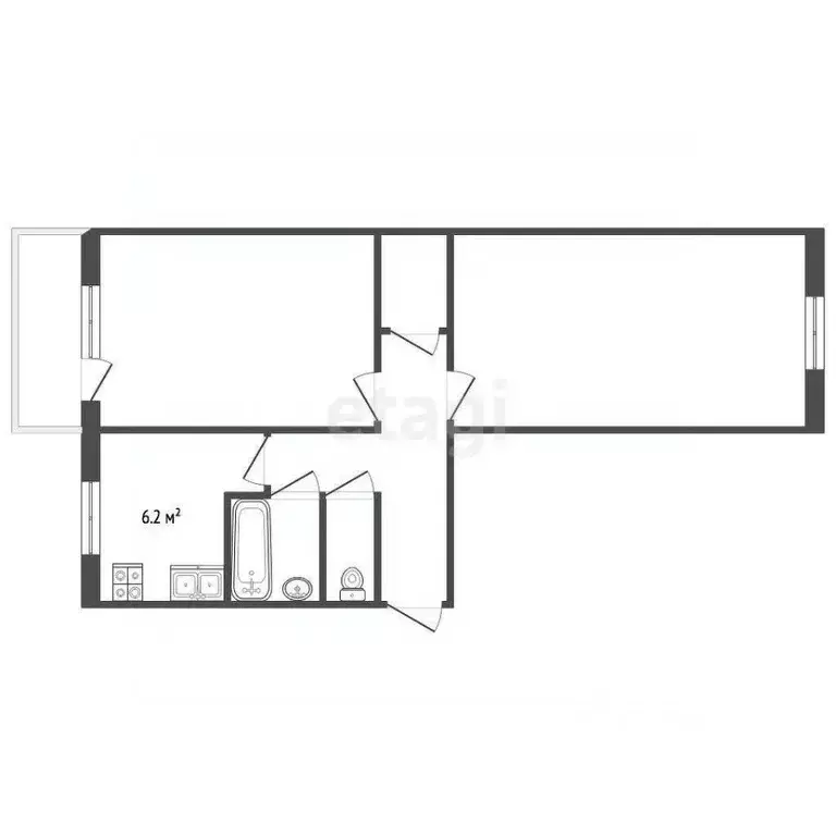 2-к кв. Крым, Феодосия ул. Крымская, 13 (45.6 м) - Фото 2