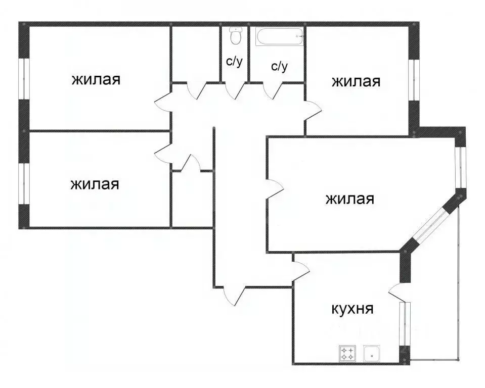 4-к кв. Ханты-Мансийский АО, Сургут Югорская ул., 5/3 (86.6 м) - Фото 1