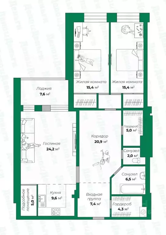 3-к кв. Кировская область, Киров ул. Розы Люксембург, 56 (123.0 м) - Фото 0