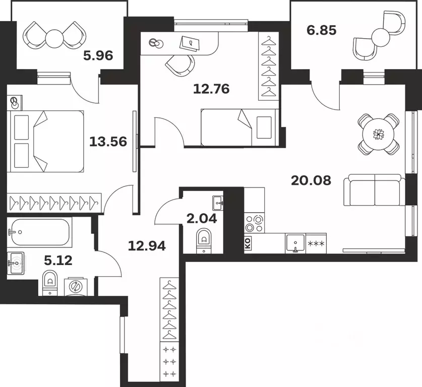 2-к кв. Тульская область, Тула ул. Богородицкая, 8В (79.31 м) - Фото 1
