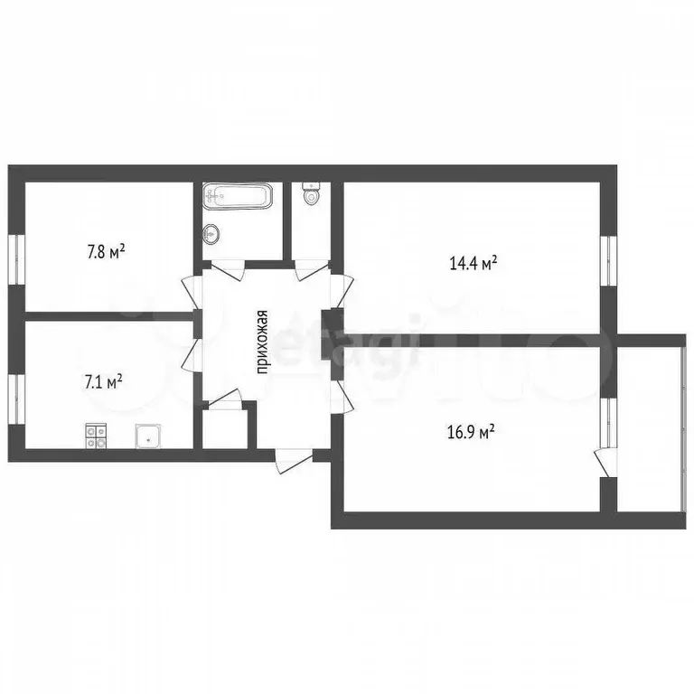 5-к. квартира, 59 м, 5/5 эт. - Фото 1