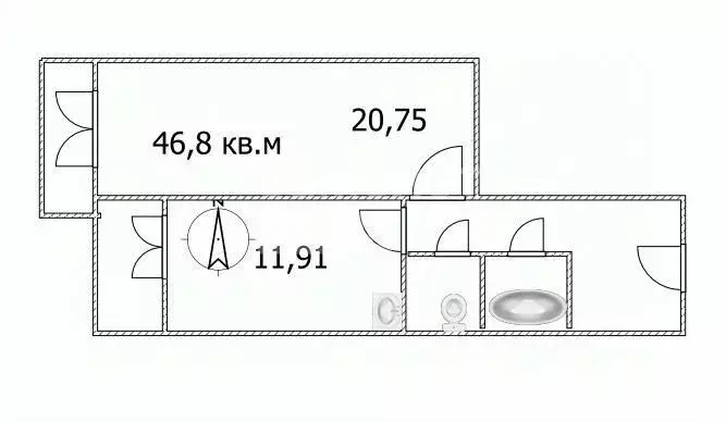 1-к кв. Томская область, Томск Овражный пер., 2 (46.8 м) - Фото 2