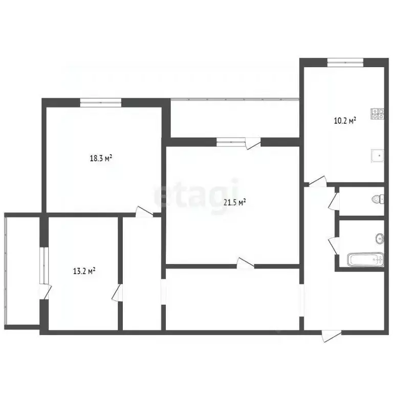 3-к кв. Тюменская область, Тобольск ул. Знаменского, 62А (51.5 м) - Фото 2