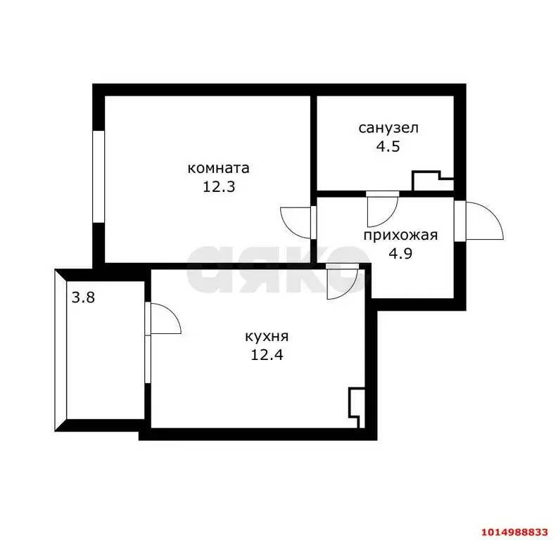 1-комнатная квартира: Краснодар, улица имени Героя Дангириева, 2к1 ... - Фото 1