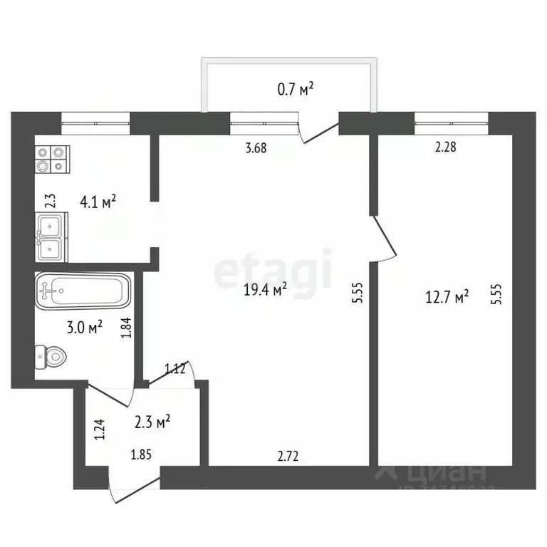 2-к кв. Крым, Евпатория ул. Казаса, 13 (41.5 м) - Фото 2