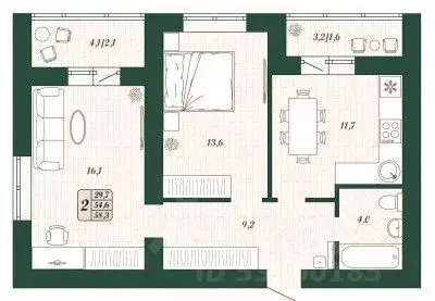 2-к кв. Самарская область, Волжский район, Смышляевка городское ... - Фото 1