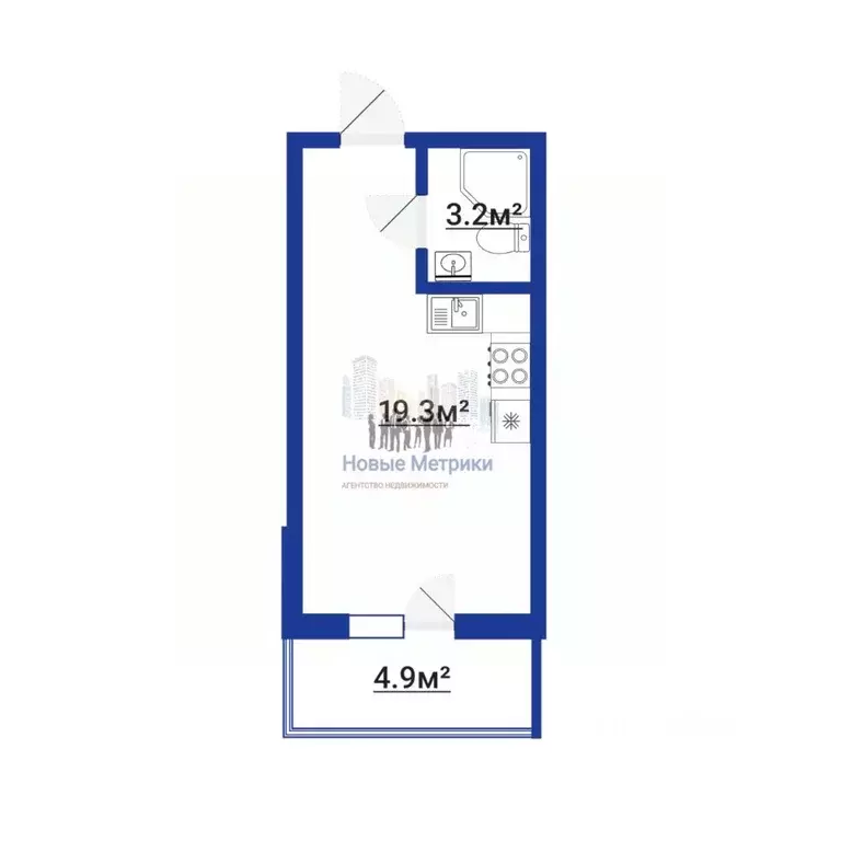Студия Санкт-Петербург Парашютная ул., 34 (22.0 м) - Фото 2