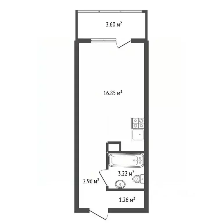 Студия Воронежская область, Воронеж ул. Гаршина, 25к3 (23.5 м) - Фото 2