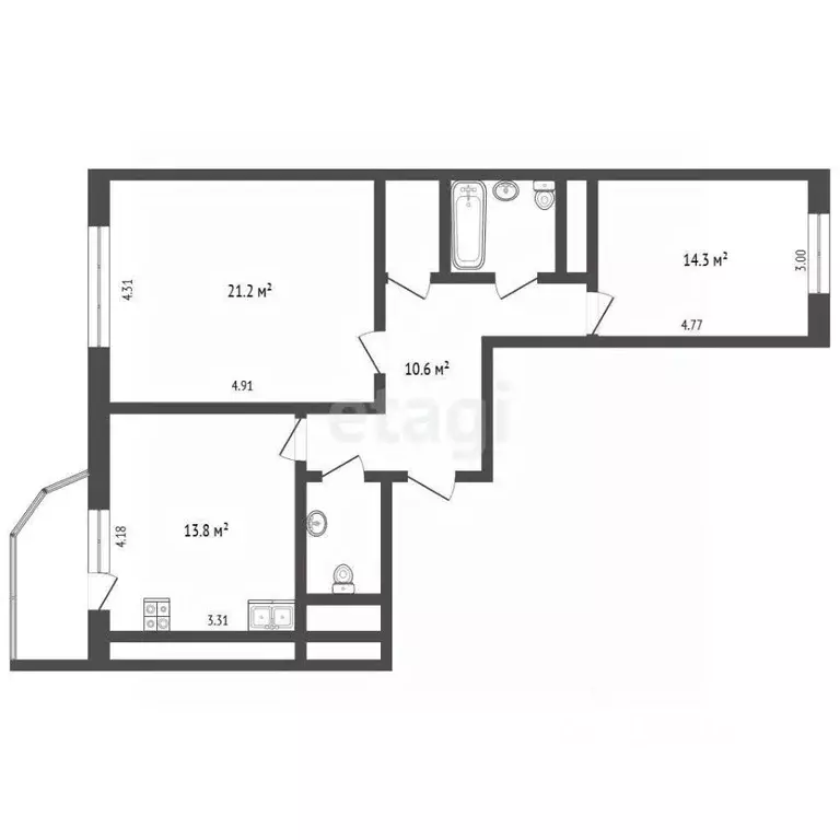 2-к кв. Московская область, Химки Подрезково мкр, Центральная ул., 6к2 ... - Фото 2