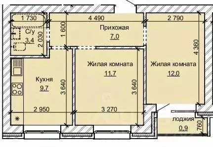 2-к кв. Алтайский край, Барнаул ул. Анатолия (44.7 м) - Фото 0